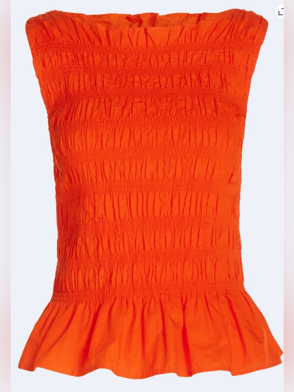 (500)Bright Orange Smocked Peplum Tank Top - Picture 5 of 5
